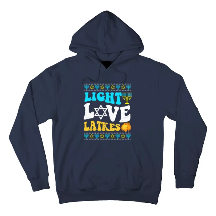 Ugly Hanukkah Sweater - Light Love Latkes Chanukah Jewish Hoodie