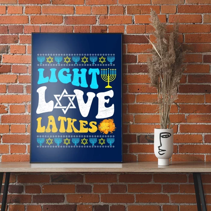 Ugly Hanukkah Sweater - Light Love Latkes Chanukah Jewish Poster