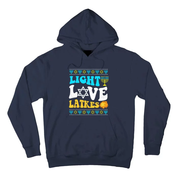 Ugly Hanukkah Sweater - Light Love Latkes Chanukah Jewish Tall Hoodie