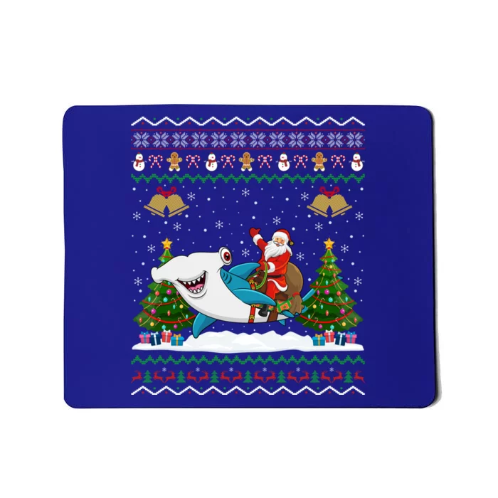 Ugly Hammerhead Shark Xmas Gift Santa Riding Shark Christmas Gift Mousepad