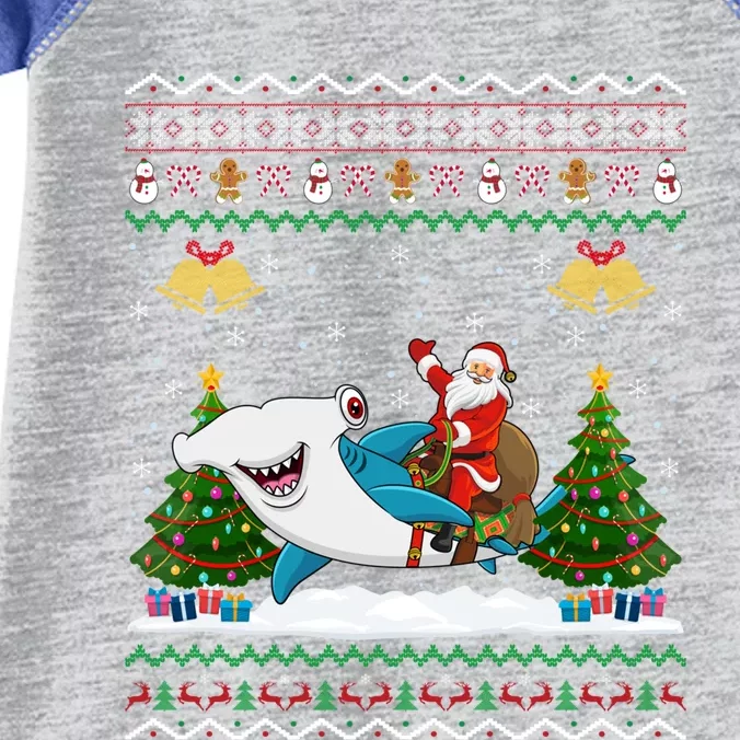 Ugly Hammerhead Shark Xmas Gift Santa Riding Shark Christmas Gift Infant Baby Jersey Bodysuit