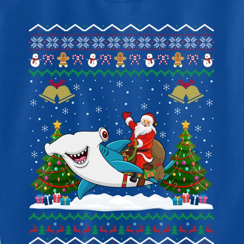 Ugly Hammerhead Shark Xmas Gift Santa Riding Shark Christmas Gift Kids Sweatshirt