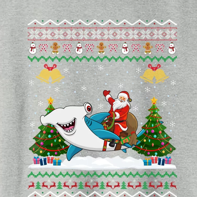 Ugly Hammerhead Shark Xmas Gift Santa Riding Shark Christmas Gift Women's Crop Top Tee