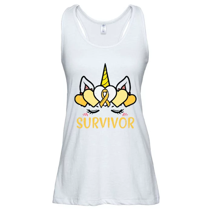 Unicorn Head Survivor Childhood Cancer Awareness Girl Ladies Essential Flowy Tank