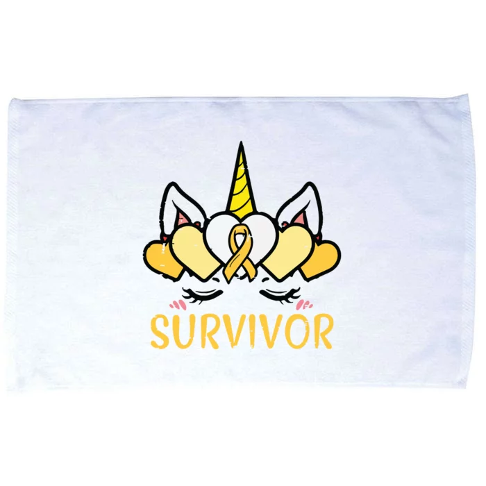 Unicorn Head Survivor Childhood Cancer Awareness Girl Microfiber Hand Towel