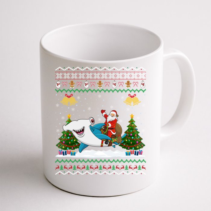 Ugly Hammerhead Shark Xmas Gift Santa Riding Shark Christmas Meaningful Gift Front & Back Coffee Mug