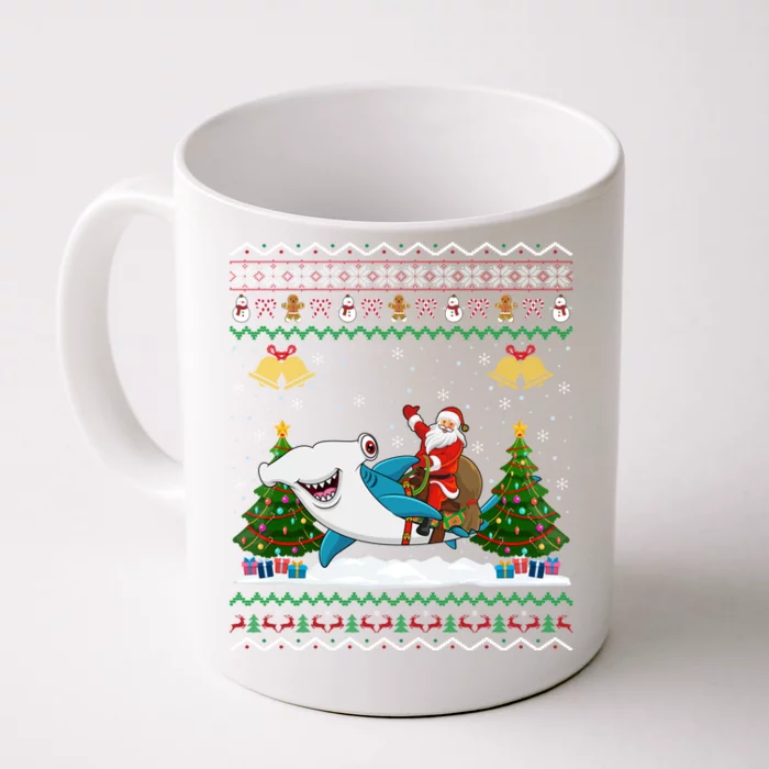 Ugly Hammerhead Shark Xmas Gift Santa Riding Shark Christmas Meaningful Gift Front & Back Coffee Mug