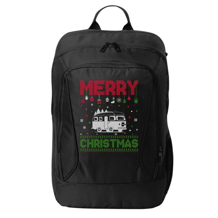 Ugly Holiday Sweater Christmas Funny Camper Graphic Gift City Backpack