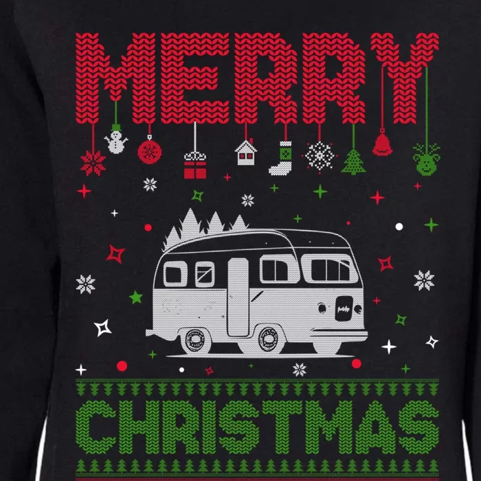 Ugly Holiday Sweater Christmas Funny Camper Graphic Gift Womens California Wash Sweatshirt