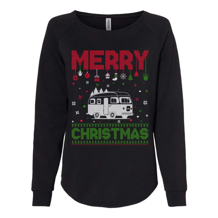 Ugly Holiday Sweater Christmas Funny Camper Graphic Gift Womens California Wash Sweatshirt