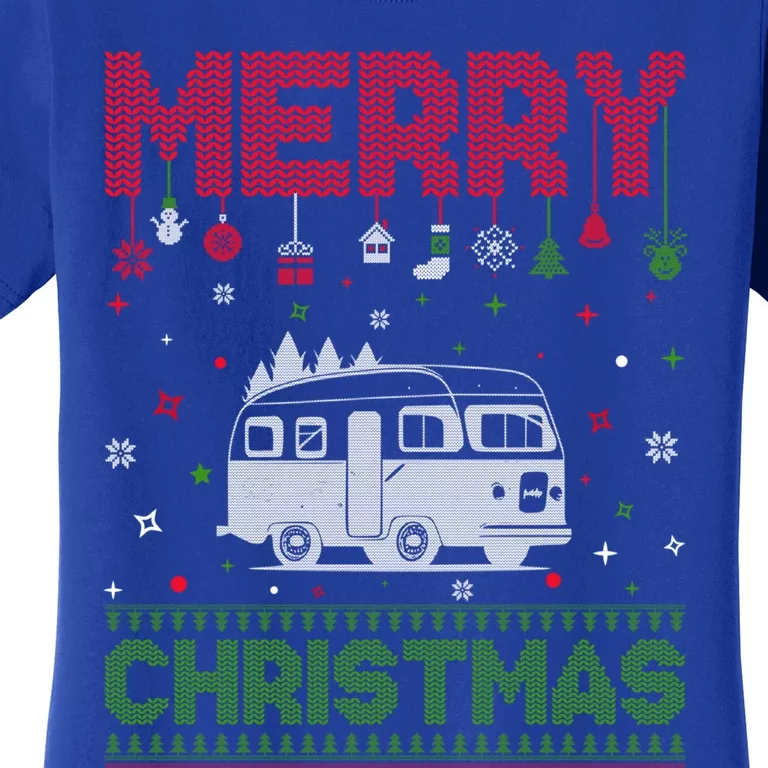 Ugly Holiday Sweater Christmas Funny Camper Graphic Gift Women's T-Shirt