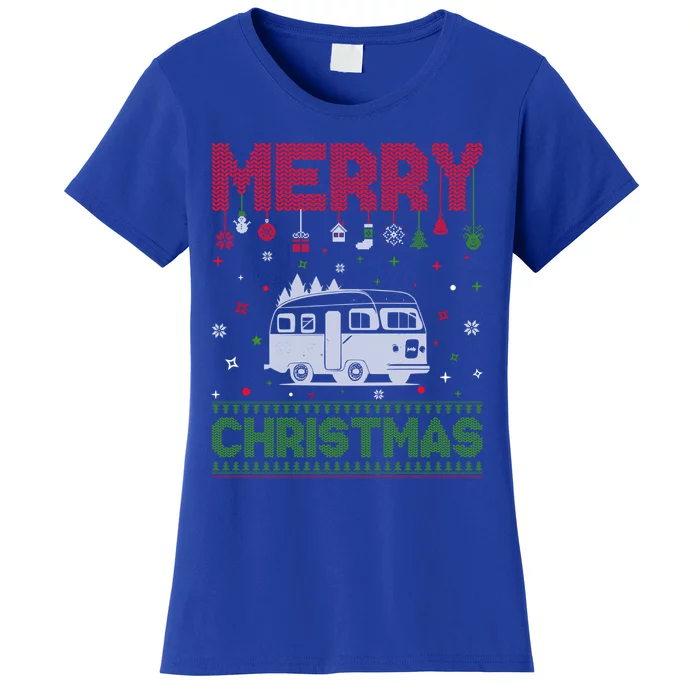 Ugly Holiday Sweater Christmas Funny Camper Graphic Gift Women's T-Shirt