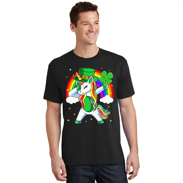 Unicorn Happy St Patricks Day Irish Rainbow Shamrock T-Shirt