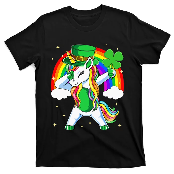 Unicorn Happy St Patricks Day Irish Rainbow Shamrock T-Shirt