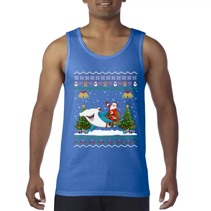 Ugly Hammerhead Shark Xmas Gift Santa Riding Shark Christmas Gift Tank Top