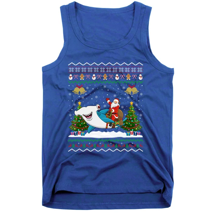 Ugly Hammerhead Shark Xmas Gift Santa Riding Shark Christmas Gift Tank Top