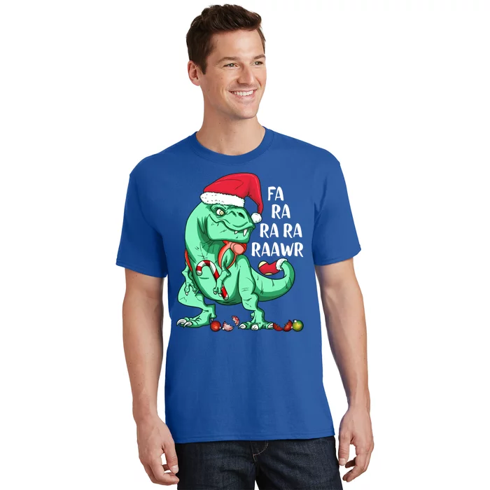 Un Holiday Tmeaningful Giftrex Dinosaur In Santa Hat Fa Ra Rawr Christmas Gift T-Shirt