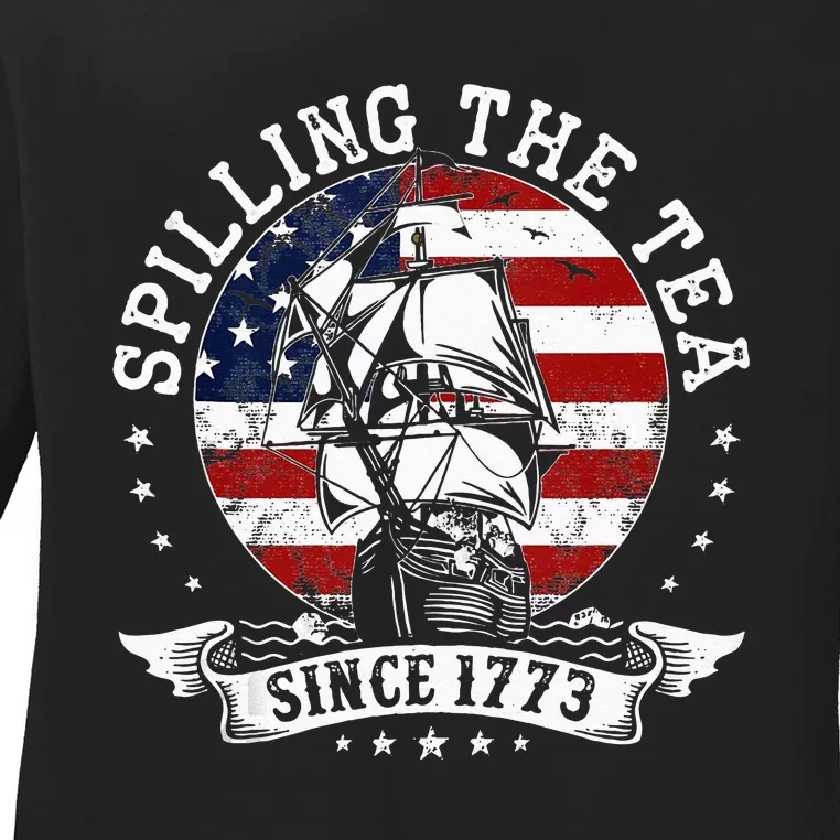 Us History Teacher Historian Spilling The Tea Since 1773 Ladies Long Sleeve Shirt