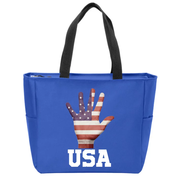 Usa Hand Up Flag Gift I Love Usa Travel Tee Meaningful Gift Zip Tote Bag