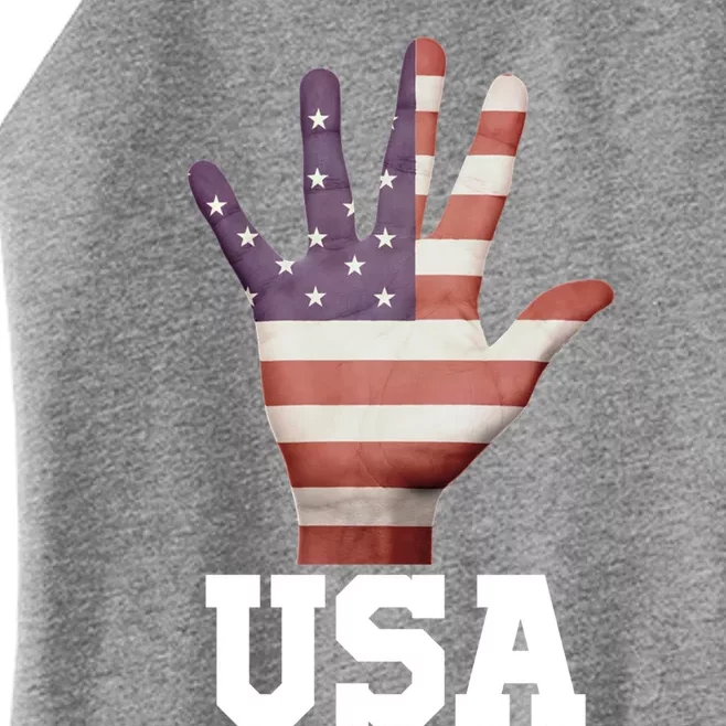 Usa Hand Up Flag Gift I Love Usa Travel Tee Meaningful Gift Women’s Perfect Tri Rocker Tank