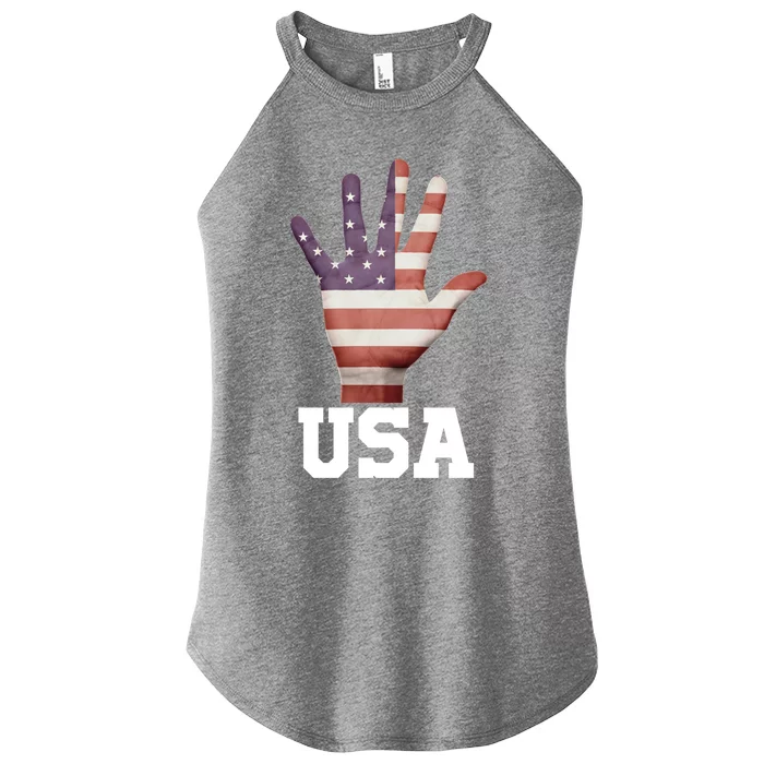 Usa Hand Up Flag Gift I Love Usa Travel Tee Meaningful Gift Women’s Perfect Tri Rocker Tank