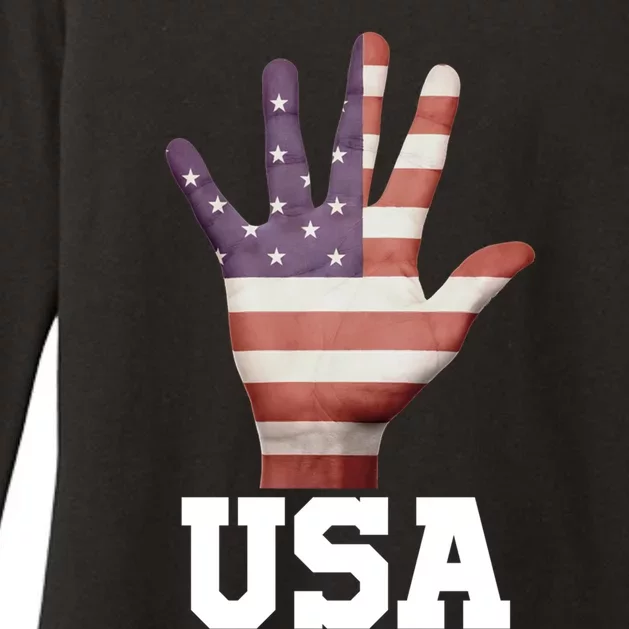 Usa Hand Up Flag Gift I Love Usa Travel Tee Gift Womens CVC Long Sleeve Shirt