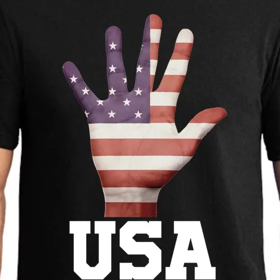 Usa Hand Up Flag Gift I Love Usa Travel Tee Great Gift Pajama Set