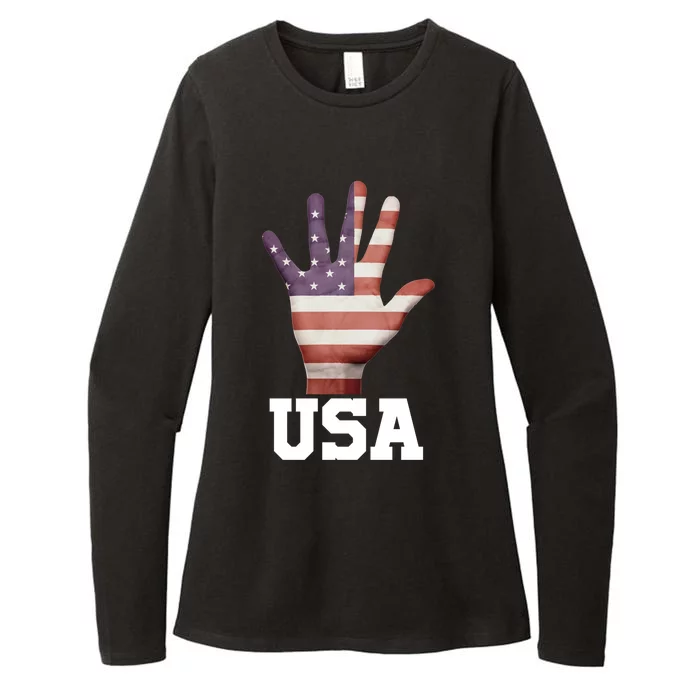 Usa Hand Up Flag Cute Gift I Love Usa Travel Tee Funny Gift Womens CVC Long Sleeve Shirt