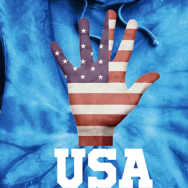 Usa Hand Up Flag Cute Gift I Love Usa Travel Tee Funny Gift Tie Dye Hoodie