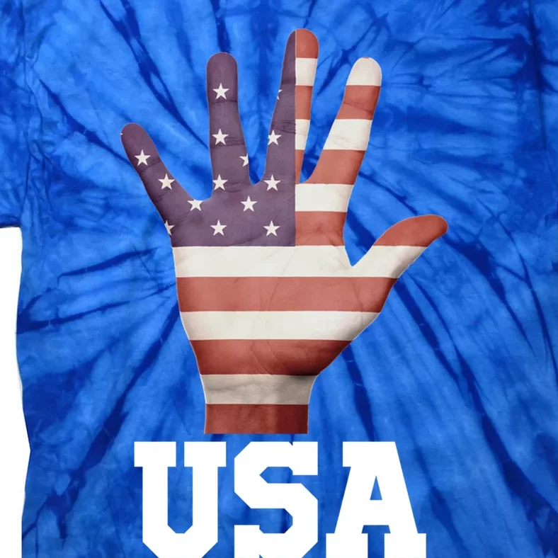 Usa Hand Up Flag Cute Gift I Love Usa Travel Tee Funny Gift Tie-Dye T-Shirt