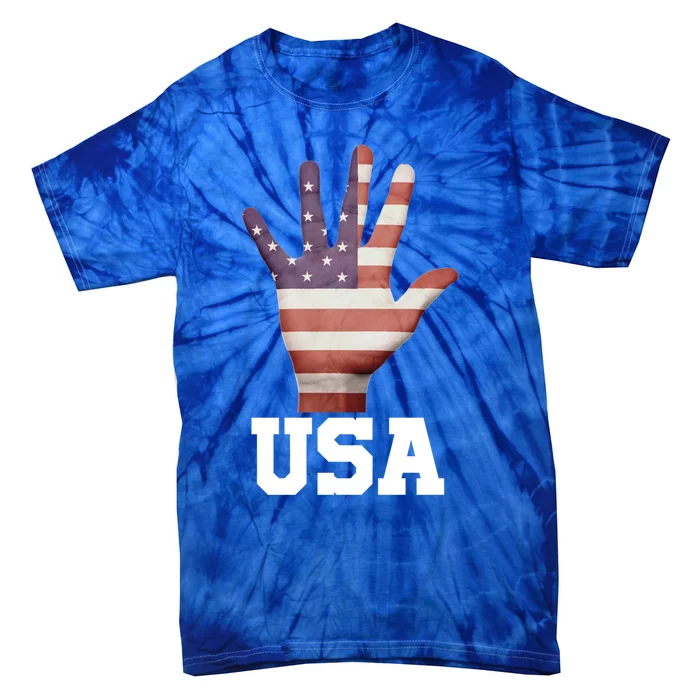 Usa Hand Up Flag Cute Gift I Love Usa Travel Tee Funny Gift Tie-Dye T-Shirt