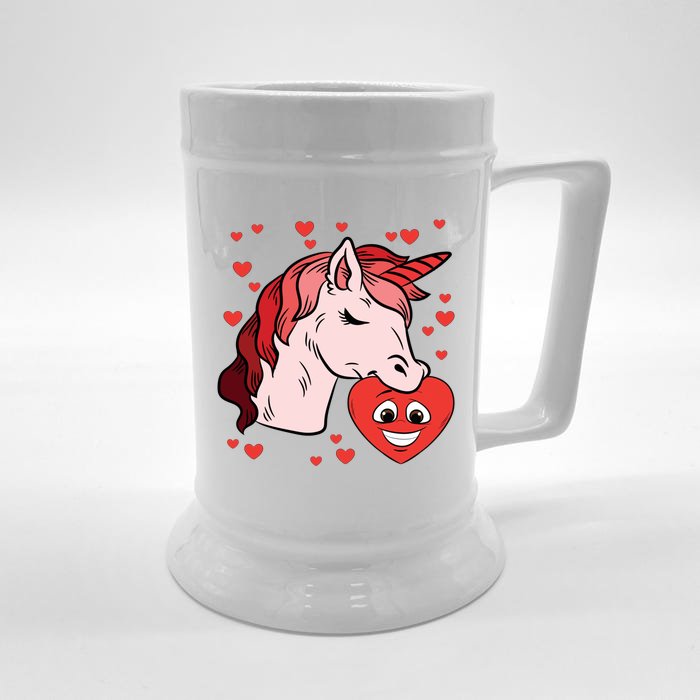 Unicorn Heart Valentines Day Cute Magical Mystical Love Gift Front & Back Beer Stein