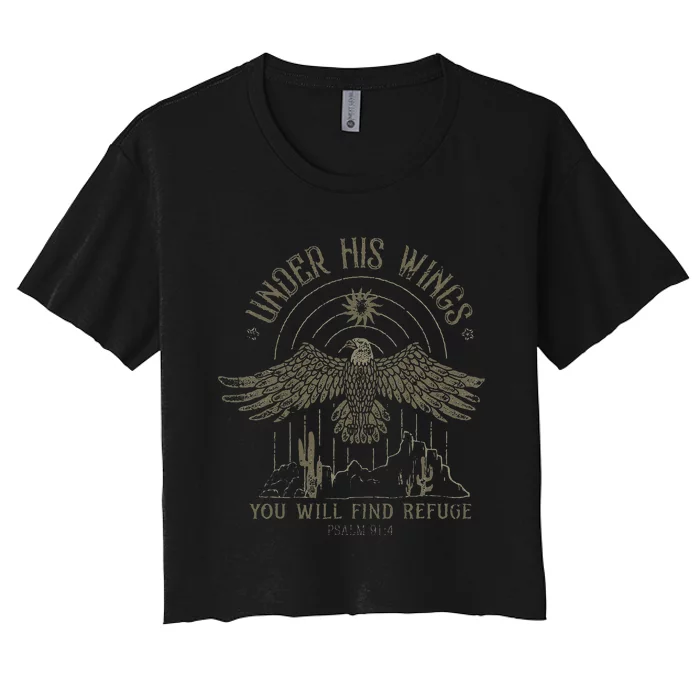 Under His Wings You Will Find Refuge Women's Crop Top Tee