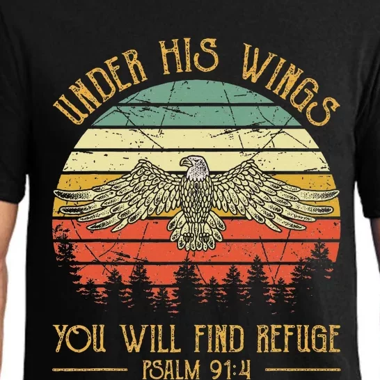 Under His Wings You Will Find Refuge Christian Bald Eagle Pajama Set