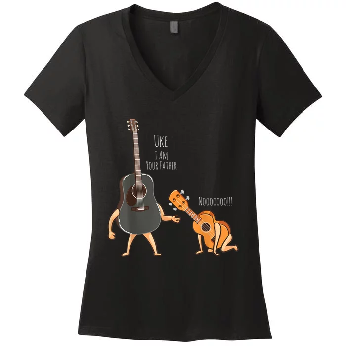 Uke I Am Your Father Guitar Ukulele Music Hilarious Gift Women's V-Neck T-Shirt