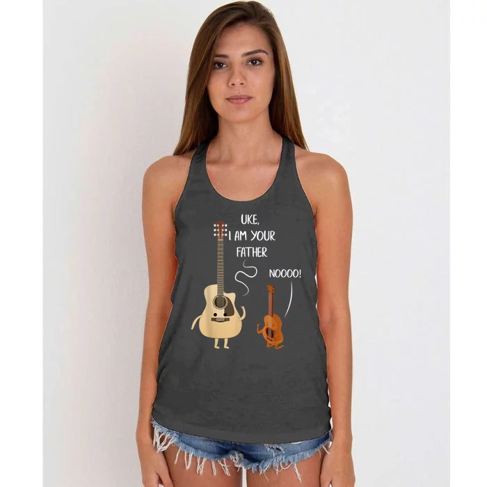 Uke I Am Your Father Guitar Ukulele Music Hilarious Gift Women's Knotted Racerback Tank