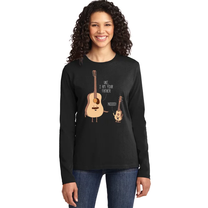 Uke I Am Your Father Ukulele Guitar Music Ladies Long Sleeve Shirt