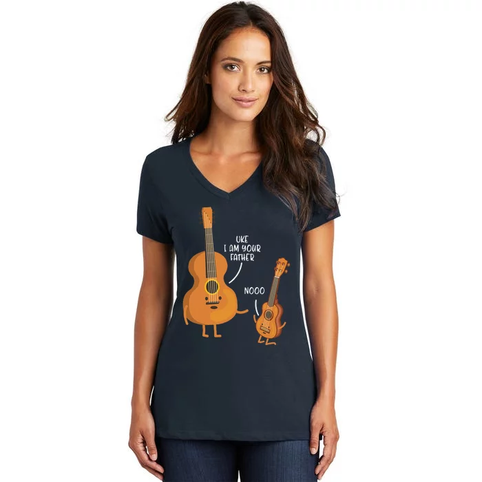 Uke I Am Your Father Funny Daddy Papa Fathers Day Gift Idea Women's V-Neck T-Shirt