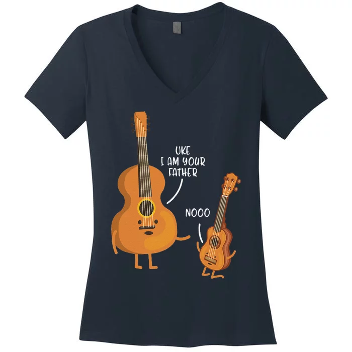 Uke I Am Your Father Funny Daddy Papa Fathers Day Gift Idea Women's V-Neck T-Shirt