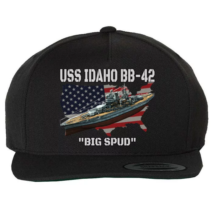 Uss Idaho Bbgift42 Battleship Veterans Day Warship Front And Back Gift Wool Snapback Cap