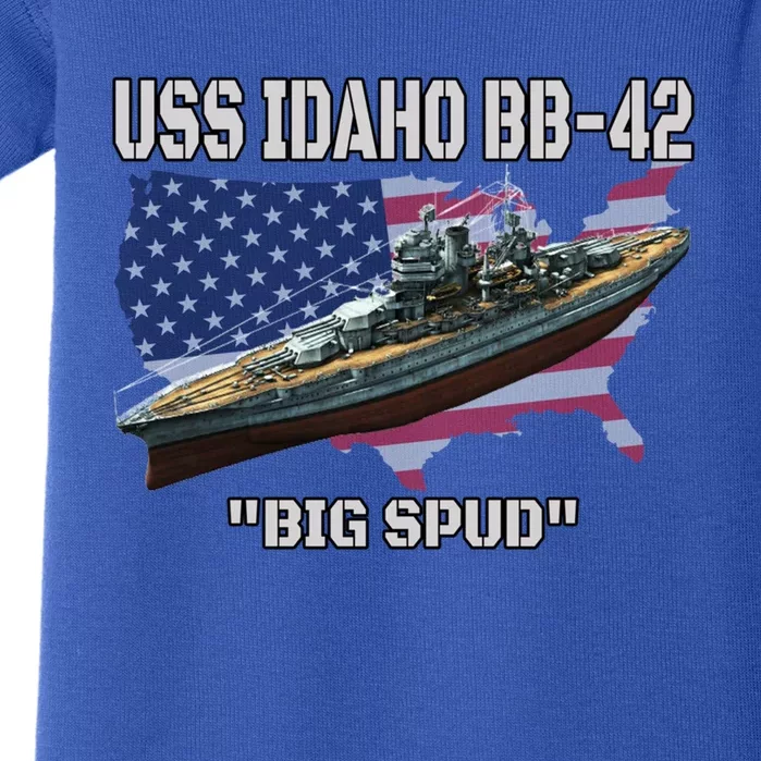 Uss Idaho Bbgift42 Battleship Veterans Day Warship Front And Back Gift Baby Bodysuit