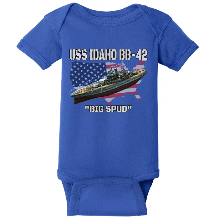 Uss Idaho Bbgift42 Battleship Veterans Day Warship Front And Back Gift Baby Bodysuit