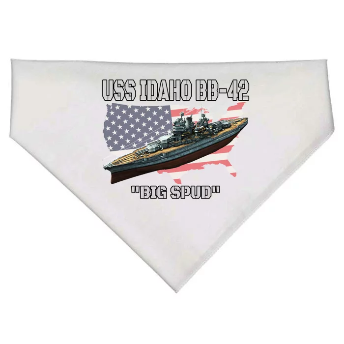 Uss Idaho Bbgift42 Battleship Veterans Day Warship Front And Back Gift USA-Made Doggie Bandana