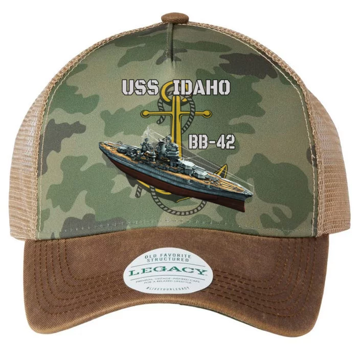 Uss Idaho Bbgift42 Battleship Ww2 American Warship Veterans Day Gift Legacy Tie Dye Trucker Hat