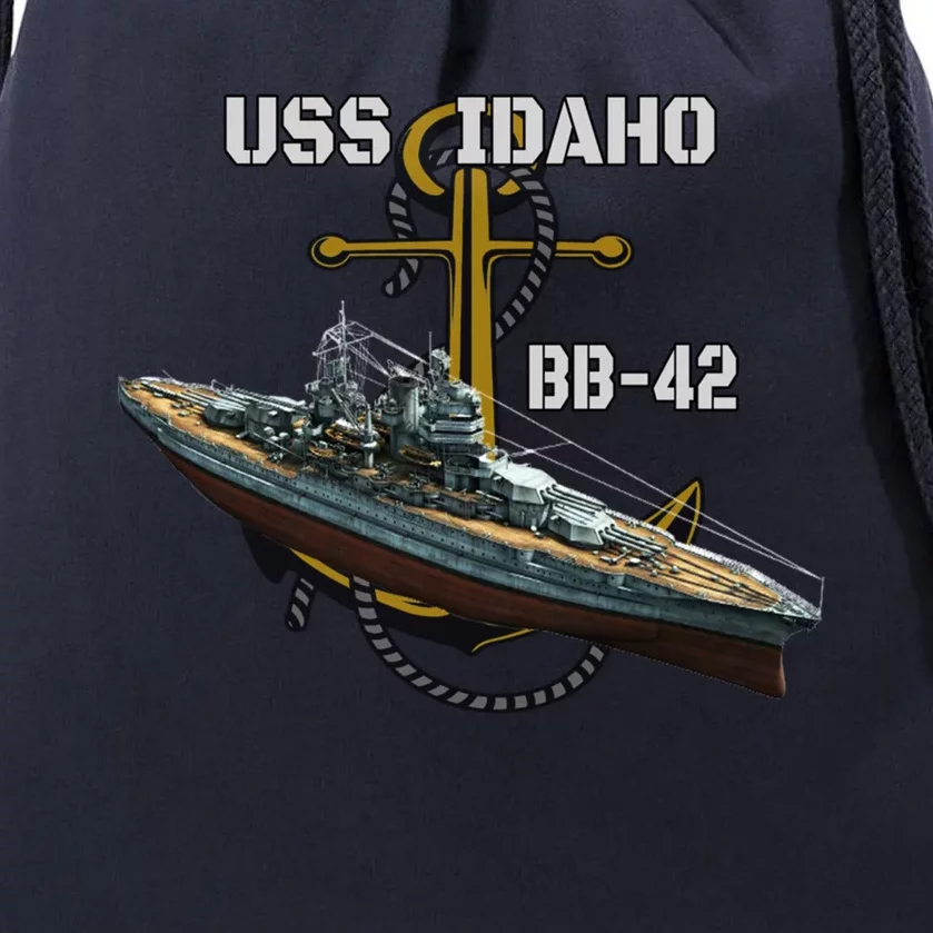 Uss Idaho Bbgift42 Battleship Ww2 American Warship Veterans Day Gift Drawstring Bag