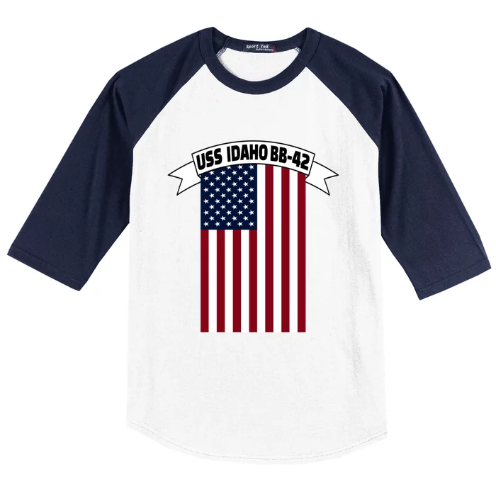 Uss Idaho Bbmeaningful Gift42 Battleship Ww2 Warship Veteran Father's Day Gift Baseball Sleeve Shirt