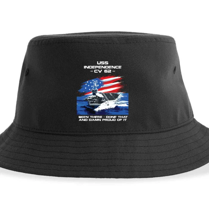 Uss Independence Cv 62 Aircraft Carrier Veteran Usa Flag Sustainable Bucket Hat