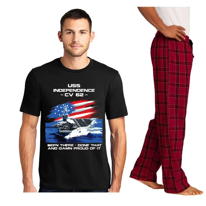 Uss Independence Cv 62 Aircraft Carrier Veteran Usa Flag Pajama Set