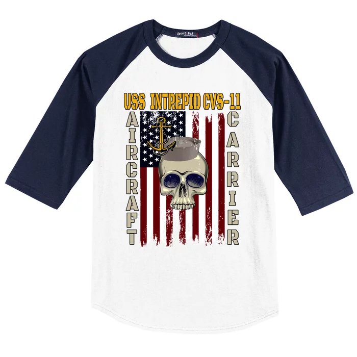 Uss Intrepid Cvs11 Veterans Day Dad Son Grandpa Gift Baseball Sleeve Shirt