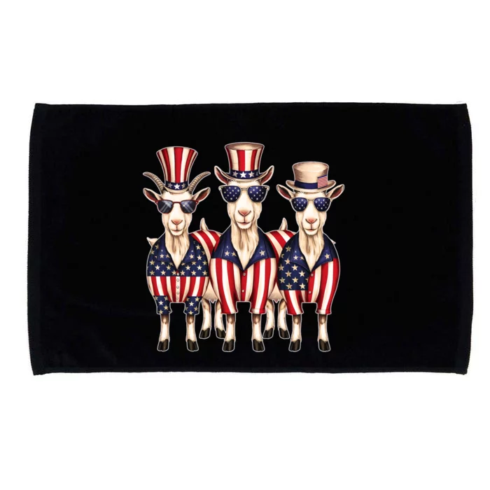 Usa Independence Day 4th Of July Goat Funny Patriotic Goat Funny Gift Microfiber Hand Towel